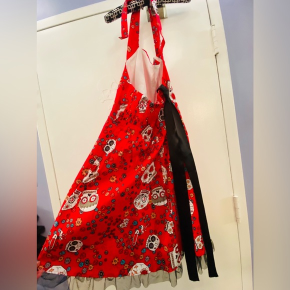 Fire engine red sugar skull halter dress 🔥 - Picture 3 of 8